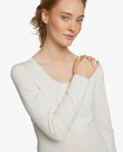 ORGANIC COTTON BLOUSE WITH LACE HEM
